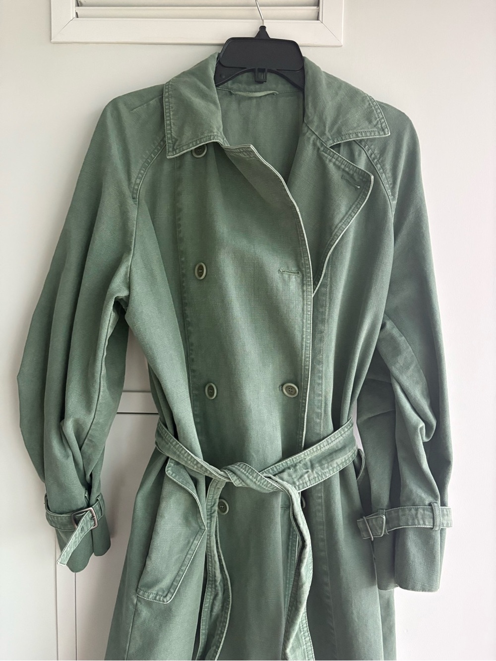 MaxMara Corfu Sage Green Double-Breasted Trench Coat with Belt - Picture 8 of 12